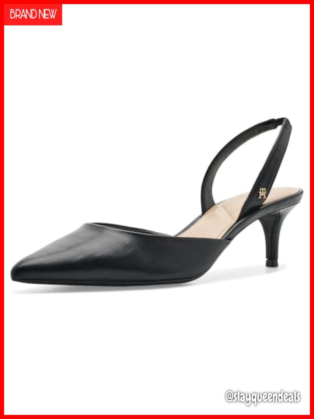 Tommy Hilfiger Tanna Slingback Kitten Heel Pointed Toe Faux Leather Pump